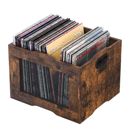 PAG-Mass Vinyl-Schallplatten-Aufbewahrungskiste, stapelbares LP-Schallplatten-Display-Regal, strapazierfähige Holz-Organisationsbox für Schallplattensammler/Laden/Haus/Büro/Schule/Lagerhaus, Braun PAG-Mass Vinyl-Schallplatten-Aufbewahrungskiste, stapelbares LP-Schallplatten-Display-Regal, strapazierfähige Holz-Organisationsbox für Schallplattensammler/Laden/Haus/Büro/Schule/Lagerhaus, Braun von PAG-Mass