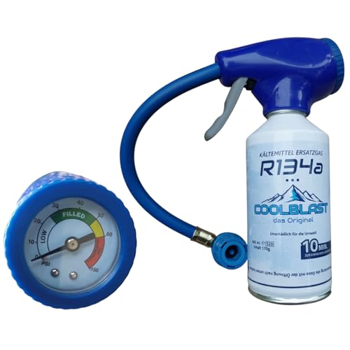 PAG Turbo GmbH® - COOLBLAST original Ersatz Kältemittel R134a SET 170G + Pistole Autoklima Auto Klimaanlage Befüllen von PAG Turbo GmbH