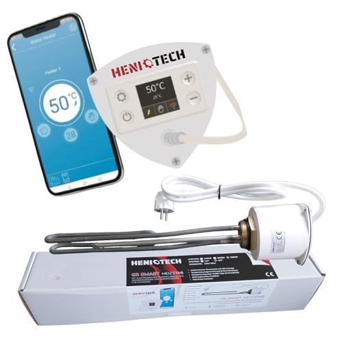PAG Turbo GmbH - 1,5kW bis 3kW Smart Elektroheizstab Heizstab Heizpatrone für Boiler mit Thermostat - Wifi Steuerung - Elektronische Temperaturregelung mit Anzeige - Überhitzungsschutz (3kW - 6/4") von PAG Turbo GmbH