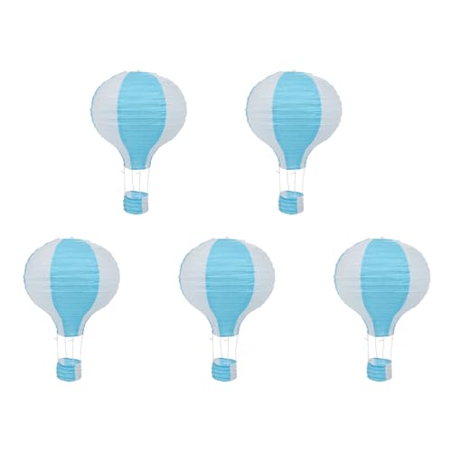 PAGJHRFJG 5Stück 12 Heiß Luft Ballon Papier Laterne Lampenschirm Decken Leuchte Hochzeit, Blau Streifen PAGJHRFJG 5Stück 12 Heiß Luft Ballon Papier Laterne Lampenschirm Decken Leuchte Hochzeit, Blau Streifen von PAGJHRFJG