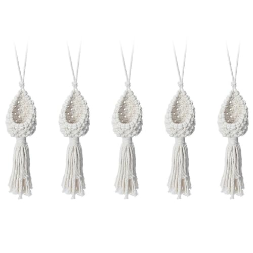 PAGJHRFJG 5X Boho Makramee Luft Anlage Kleiderbügel Tillandsia HäNgender Korb Seil Halter Hause (10CM) von PAGJHRFJG