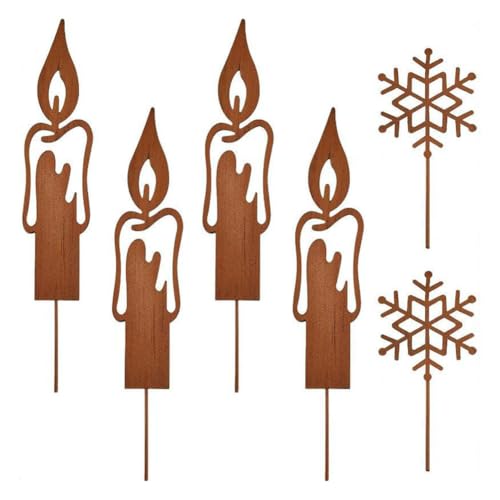 PAGJHRFJG 6 Stück Weihnachtsdekorationen Aus Metall in Rostoptik, Kerzen und Schneeflocken, Dekorative Gartenpfähle, Natürliches Rostiges Dekoratives Kunstwerk PAGJHRFJG 6 Stück Weihnachtsdekorationen Aus Metall in Rostoptik, Kerzen und Schneeflocken, Dekorative Gartenpfähle, Natürliches Rostiges Dekoratives Kunstwerk von PAGJHRFJG