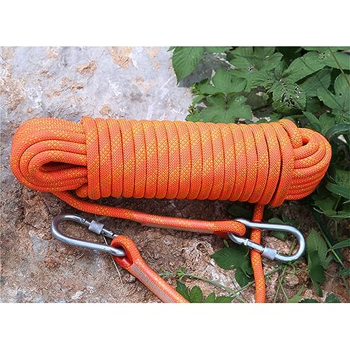 12mm Kletterseil 10M(32ft) 20M(66ft) 30M(98ft) 50M(164ft) 100M(328ft) 200M(656ft) Statisches Kletterseil Mit 2 Stahlhaken Outdoor Wandern Sicherheit Fluchtseil ( Color : Orange , Size : 12mm x 60m ) von PAHION