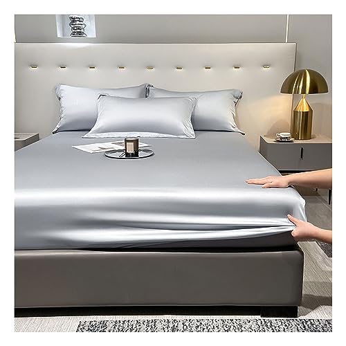 60s Spannbettlaken 120x200cm 150x200cm 180x200cm Lyocell Tencel Superweiches Jersey Spannbetttuch For Matratze Boxspringbett Oder Topper 5 Bis 30cm Matratzenhöhe ( Color : Silver gray C , Size : 120x2 von PAHION