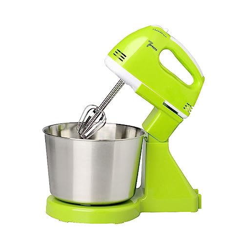 PAHION Küchenmaschine Rührmaschine Knetmaschine 2 In 1 Twin Hand- Und Standmixer 7-Gang Elektrische Küchenmischer, 1,7 L Edelstahl-Rührschüssel Zum Backen Von Kuchen-Eiercreme (Color : Green) von PAHION