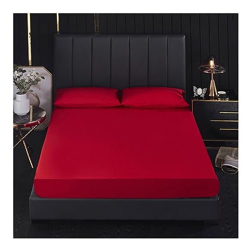 PAHION Matratzenschoner Wasserdicht Anti-Milben Matratzenbezug Atmungsaktive Matratzenauflage Reißfest Waschbarer Höhe 30cm (Color : Red, Size : 140x200+30cm) von PAHION