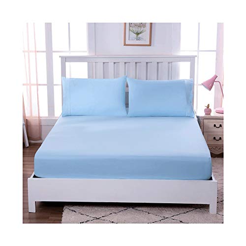 Spannbettlaken Spannbetttuch 100% ägyptische Baumwolle Bettlaken Boxspringbett Wasserbett oder Topper Laken bis 30cm Steghöhe (Color : Blue B, Size : 180x200+30 cm) von PAHION