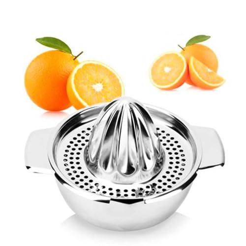 Zitruspresse Zitrone Orange Grapefuit Entsafter Manuelle Saftpresse Edelstahl 304 Handentsafter Reibahle Rotationspresse Mit Sieb & 12 OZ Schüssel, 2 Ausgießer Spülmaschinenfest Leicht Zu Reinigen von PAHION