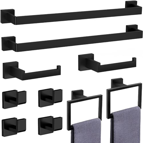 10-teiliges Badezimmer-Zubehör-Set, gebürstetes Silber, Edelstahl, Handtuchhalter für Badezimmer, Wandmontage, 61 cm, Badetuchstangen-Set. 10-teiliges Badezimmer-Zubehör-Set, gebürstetes Silber, Edelstahl, Handtuchhalter für Badezimmer, Wandmontage, 61 cm, Badetuchstangen-Set. von PAHSFS