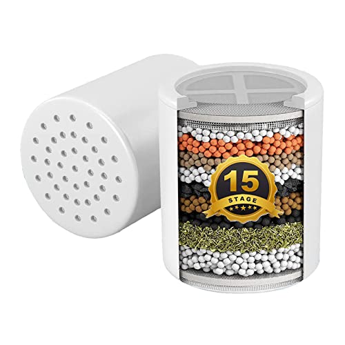 Duschfilter-Ersatzkartusche für Aquabliss SF100 SF220, 15-stufige Duschfilterkartusche, Ersatz für Aqua Bliss Duschwasserkopf, hohe Ausgangsleistung, revitalisierender Duschfilter (2) von PAI4LEISI