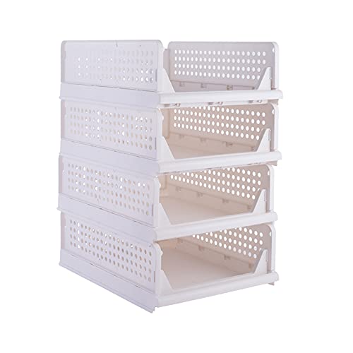 PAIDE P Kleiderschrank Ordnungssystem. Packung mit 4 Ordnungssystem Kleiderschrank für Kleidung. Stapelbarer Schrank Organizer. Organizer-Boxen sparen Platz. (S-44x34x14) von PAIDE P