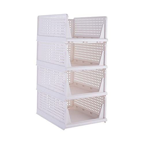 PAIDE P Kleiderschrank Ordnungssystem. Packung mit 4 Ordnungssystem Kleiderschrank für Kleidung. Stapelbarer Schrank Organizer. Organizer-Boxen sparen Platz. (XL-43x33x25) von PAIDE P