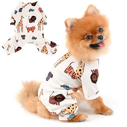 PAIDEFUL Pyjamas für Kleine Mittelgroße Hunde Katzen Tiere Bedruckte Pjs Warm Strampler Vier Beine Pet Jumpsuits Gemütlicher Bodysuit Welpe Chihuahua Kleidung Bekleidung Homewear Frühling Sommer XL von PAIDEFUL