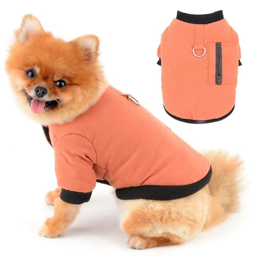 PAIDEFUL Warme Jacke für kleine Hunde, mit Fleece gefüttert, mit Reißverschlusstasche, dicker, winddichter Hundemantel, Knopfleiste, Herbst-/Winterkostüm, Chihuahua, Kleidung, Katzenbekleidung, von PAIDEFUL