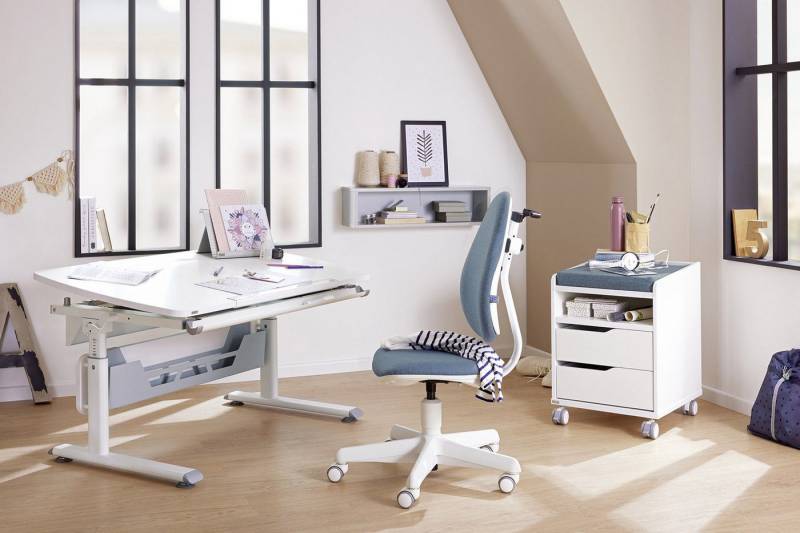 PAIDI Kinderschreibtisch DIEGO CURVED, Schülerschreibtisch, mitwachsend, ergonomisch, stufenlos höhenverstellbar, Tischplatte neigbar von PAIDI