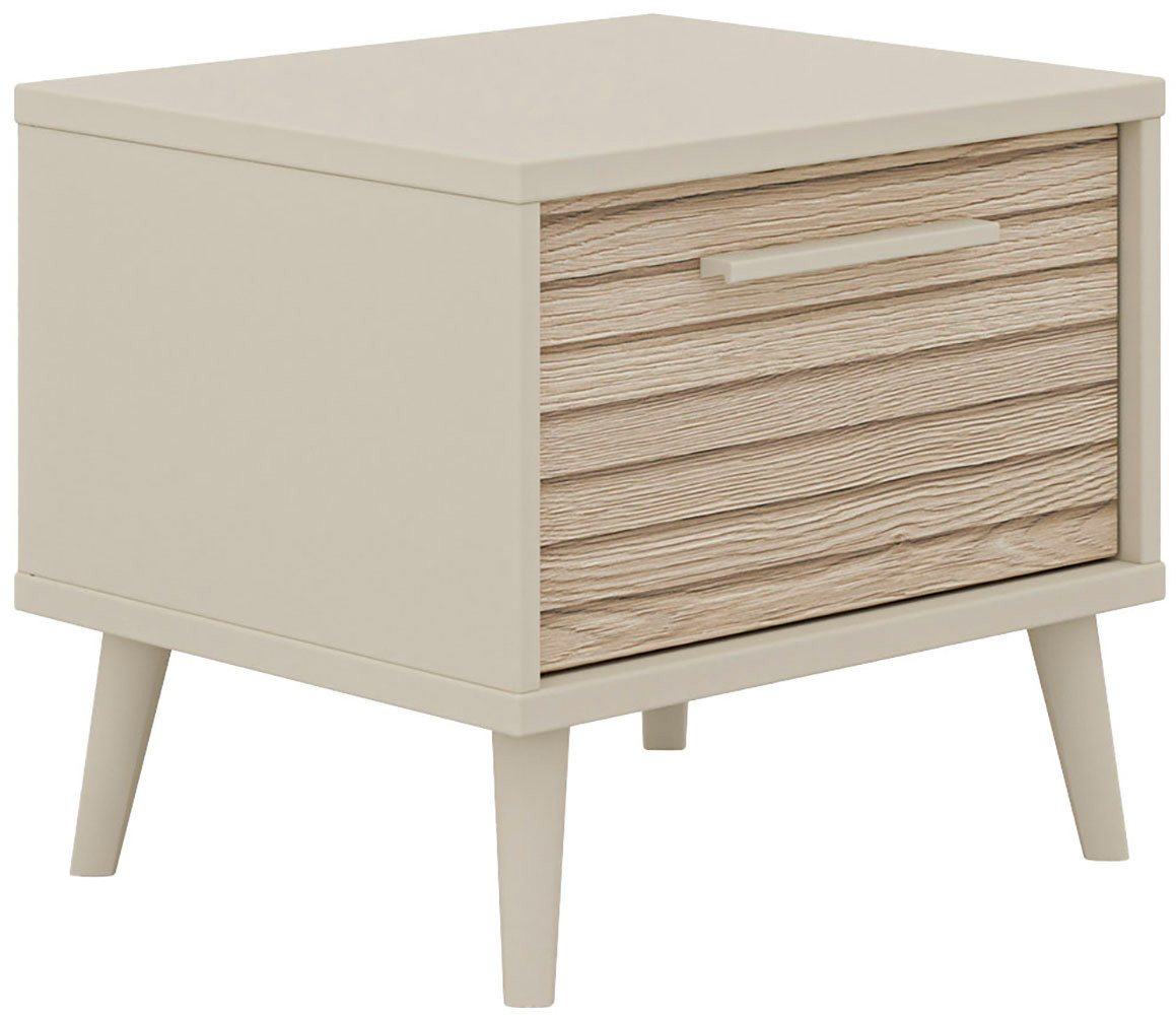 PAIDI Nachtkommode EEFJE, Nachttisch in modernem Design, Cashmere-Beige mit Groovy-Oak (B/H/T ca. 48x43x41cm), mit Schublade von PAIDI