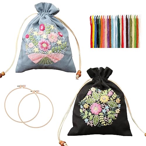 PAIKIUU 2Pack Sticken Set Erwachsene Stickset für Anfänger, Sticken Set Erwachsene mit Kordelzug für Erwachsene Embroidery Kit Stickset Stickerei Set mit Blumenmustern Anleitung und Reifen PAIKIUU 2Pack Sticken Set Erwachsene Stickset für Anfänger, Sticken Set Erwachsene mit Kordelzug für Erwachsene Embroidery Kit Stickset Stickerei Set mit Blumenmustern Anleitung und Reifen von PAIKIUU