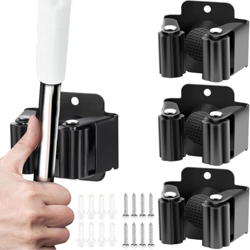 PAIKIUU 4 Stück Besenhalterung Wand Selbstklebend Besenhalter Gerätehalter Wandhalterung Besenstiel Halterung Stangenhalter Holder Organizer für Küche Zuhause Badezimmer Garage PAIKIUU 4 Stück Besenhalterung Wand Selbstklebend Besenhalter Gerätehalter Wandhalterung Besenstiel Halterung Stangenhalter Holder Organizer für Küche Zuhause Badezimmer Garage von PAIKIUU