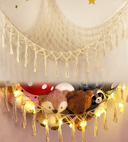PAIKIUU Teddy Netz Hängematte Teddybär Hängematte Stofftier-Aufbewahrungsnetz Plüschtier-Aufbewahrung für Stofftiere Kuscheltiere Teddys für Kinderzimmer und Spielzimmer von PAIKIUU