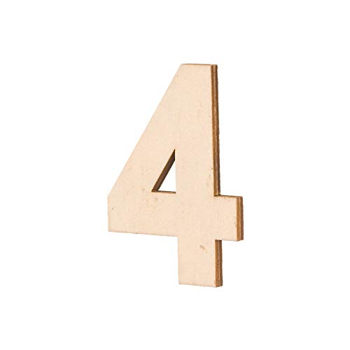 NEU Holz-Zahl flach, 4, Größe: ca. 80 x 5 mm von PAINT IT EASY