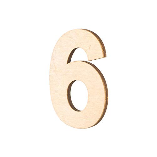 NEU Holz-Zahl flach, 6, Größe: ca. 80 x 5 mm von PAINT IT EASY