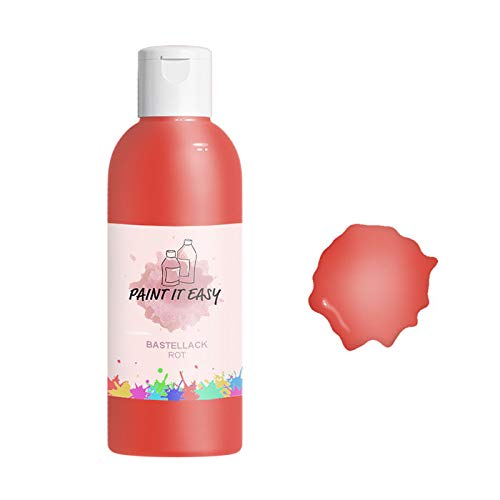 PAINT IT EASY Bastel- und Hobbylack Seidenmatt für Schule & Freizeit, 250ml, Rot von PAINT IT EASY