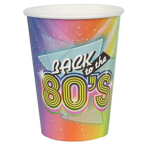 PAINT IT EASY NEU Papp-Becher Back to the 80s-Party, 10 Stück, ca. 266ml von PAINT IT EASY