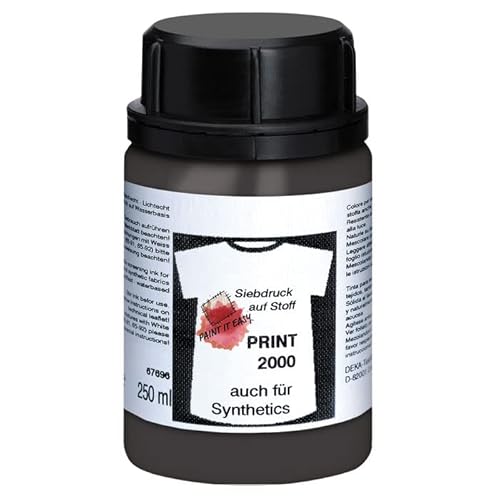 PAINT IT EASY NEU Siebdruckfarbe DEKAPRINT 2000 Deckend, 250 ml, Schwarz von PAINT IT EASY