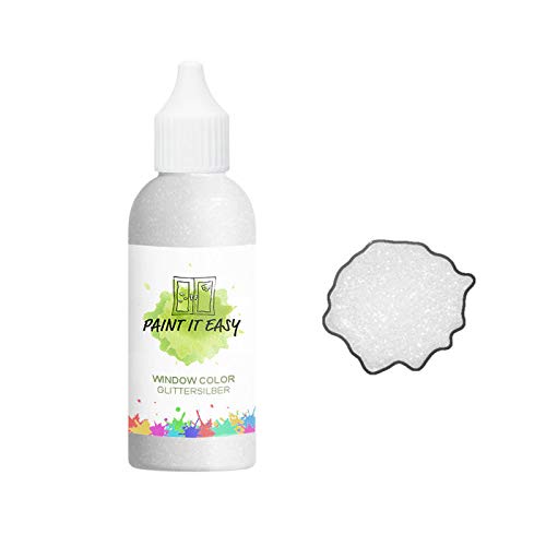 PAINT IT EASY Window-Color-Farben/Fenstermalfarben 85ml Glitter-Silber von PAINT IT EASY