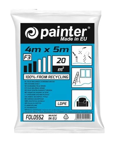 PAINTER Abdeckfolie LDPE Malerfolie - Abdeckfolie maler - Abdeckfolie stark - Maler Abdeckfolie - Folie für möbel - Abdeckplane Malerarbeit - Abdeckfolie 4x5m - 25 microns, 1 Stück von PAINTER