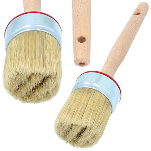 PAINTO Runde Malerpinsel mit Holzgriff & Messingzwinge | Rundpinsel Pinsel für Lack Farben Beizen Lasurpinsel Lackierpinsel Holz Werkzeuge Borstenpinsel zum Streichen (30 mm) von PAINTO