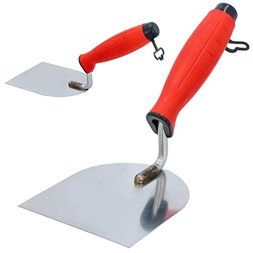 PROFI Edelstahl Maurerkelle mit Ergonomischer Griff 60 mm | Eckige Kelle für Putzmassen Beton Glättkelle Rostfrei Stuckateur Rigips Malerspachtel Werkzeug | Flächenspachtel Stuckateurkelle Putzkelle von PAINTO