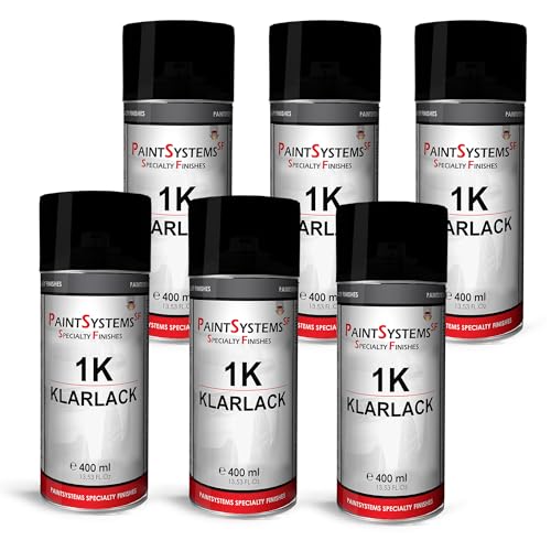 PaintSystems 1K Klarlack Spray (6 Dosen) - Hochglanz, UV-beständig, Acrylharz, Ideal für Auto & DIY von PAINTSYSTEMS REFINISH COLOURS