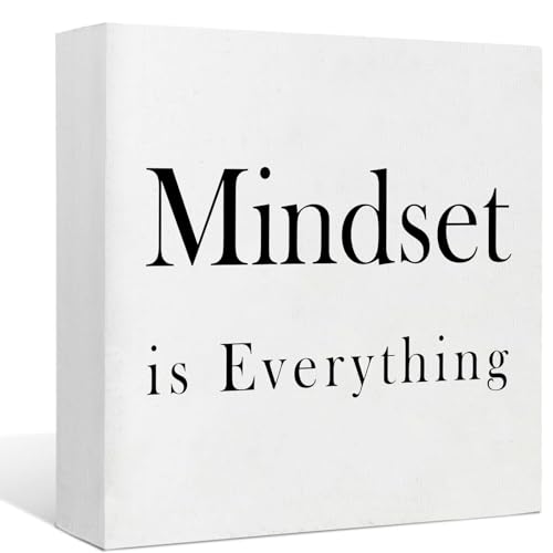 PAINURA Mindset is Everything inspirierendes Holz-Schild, Heimbüro, Dekoration, Tischdekoration von PAINURA
