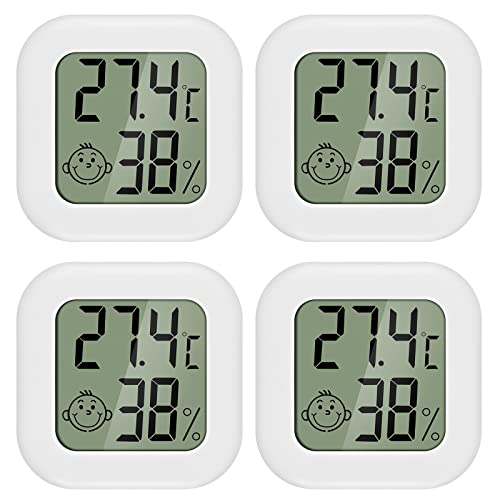 PAIRIER 4 Stück luftfeuchtigkeitsmesser Thermometer Innen Mini LCD Digital Thermometer Hygrometer Gauge für Babyzimmer Seniorenzimmer Arbeitszimmer Weinkeller usw von PAIRIER