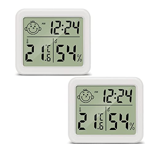 PAIRIER Digital Thermometer Hygrometer 2 Stück, Tragbares Thermometer Hygrometer Innen mit hohen Genauigkeit, LCD Bildschirm Raumthermomete, Geeignet für Gewächshaus, Heim und Büromessgeräte von PAIRIER