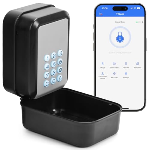 PAIRIER Smart Schlüsselbox, Bluetooth Lock Box unterstützt TTLock APP und PIN-Code Schlüsseltresor mit 12 Stelligem Zahlencode Geeignet für Haus Garage Wohnung, Ferienunterkunft von PAIRIER