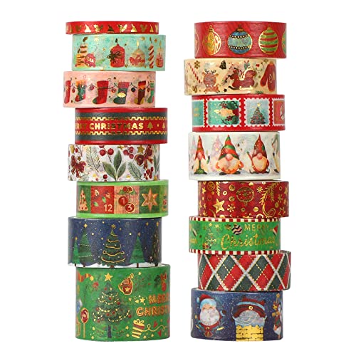 PAIVSUN 16 Rollen Washi Tape Weihnachten Set, Dekorative Masking Tape Weihnachtsbäume Goldfolie Klebeband für Weihnachten Handwerk DIY Scrapbooking Planer Geschenk Verpackung Dekorationen PAIVSUN 16 Rollen Washi Tape Weihnachten Set, Dekorative Masking Tape Weihnachtsbäume Goldfolie Klebeband für Weihnachten Handwerk DIY Scrapbooking Planer Geschenk Verpackung Dekorationen von PAIVSUN