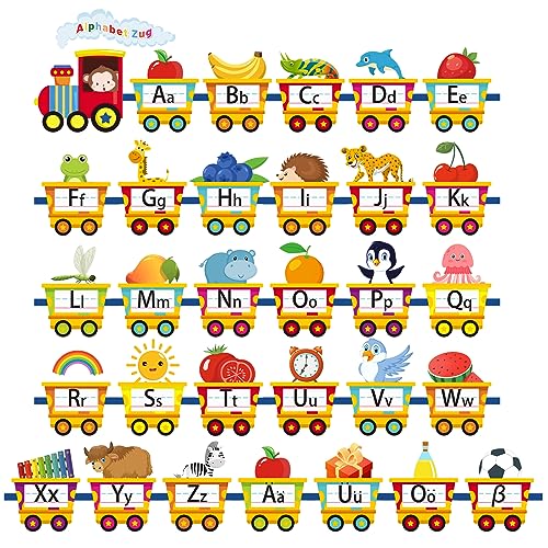 32 PCS Deutsch Alphabet Zug ABC Poster Wandtattoo Wandsticker für Schlafzimmer Kinderzimmer Klassenzimmer Deko Kinder Geschenke von PAIVSUN