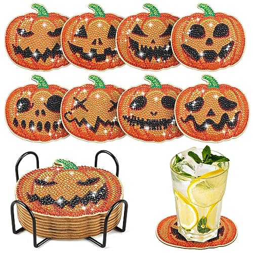 8 Stück DIY Halloween Kürbis Diamond Painting Untersetzer mit Halter,Dekorative Hölzern Untersetzer mit Diamond Painting Kit für Erwachsene Kinder Anfänger 8 Stück DIY Halloween Kürbis Diamond Painting Untersetzer mit Halter,Dekorative Hölzern Untersetzer mit Diamond Painting Kit für Erwachsene Kinder Anfänger von PAIVSUN