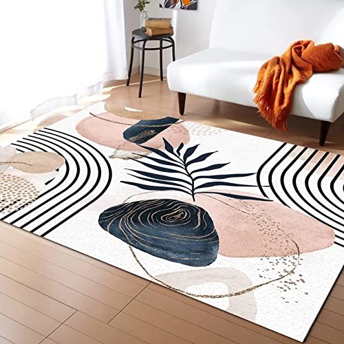 PAJEON Abstrakte Boho Minimalistische Europäische Geometrische Linienkunst Teppiche Gegend, 80 x 150 cm Maschinengewebt Schlafzimmerteppich - für Schlafzimmer Wohnzimmer Esszimmer Balkon von PAJEON