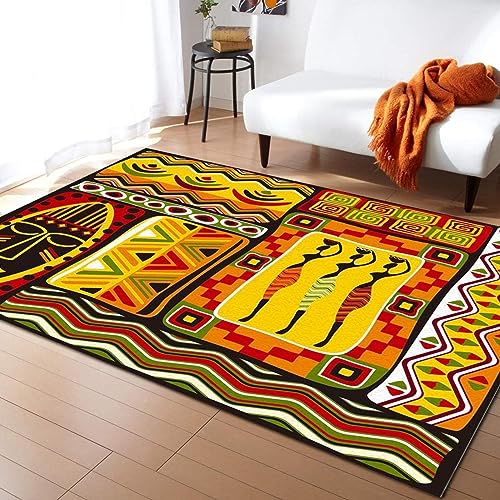 PAJEON Afrikanisches Stammesmädchen Im Vintage Stil Indoor-Teppich, 60 x 110 cm Maschinengewebt Flachgewebter Teppich - für Wohnzimmer, Kinderzimmer, Schlafzimmer und die Küche von PAJEON