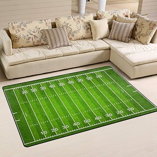 PAJEON American-Football-Feld Greenlawn Indoor-Teppich, 100 x 150 cm Waschmaschinenfest Wohnzimmerteppich - für Wohnzimmer, Kinderzimmer, Schlafzimmer und die Küche von PAJEON