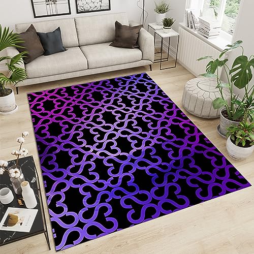 PAJEON Blau Lila Farbverlauf Neonlicht Digitalkunst Teppiche Gegend, 80 x 150 cm Maschinengewebt Schlafzimmerteppich - für Schlafzimmer Wohnzimmer Esszimmer Balkon von PAJEON