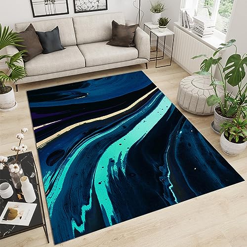 PAJEON Cyanblauer Abstrakter Heller Luxusmarmor Teppiche, 160 x 230 cm Waschmaschinenfest Wohnzimmerteppich - für Wohnzimmer, Kinderzimmer, Schlafzimmer und die Küche PAJEON Cyanblauer Abstrakter Heller Luxusmarmor Teppiche, 160 x 230 cm Waschmaschinenfest Wohnzimmerteppich - für Wohnzimmer, Kinderzimmer, Schlafzimmer und die Küche von PAJEON