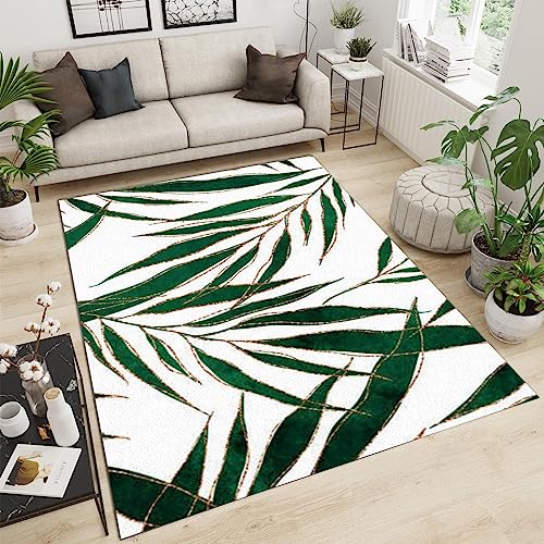 PAJEON Einfache, Exquisite, Modische, Weiße, Grüne Blätter Teppiche, 160 x 230 cm Waschmaschinenfest Wohnzimmerteppich - für Wohnzimmer, Kinderzimmer, Schlafzimmer und die Küche von PAJEON