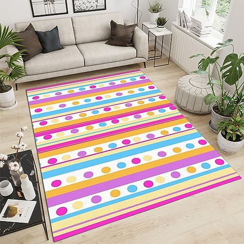 PAJEON Geometrie Abstrakte Graffiti Linien Und Kreise Indoor-Teppich, 170 x 240 cm Kurzflor Kinderteppich - für Terrasse Garten, Küche, Bad Oder von PAJEON