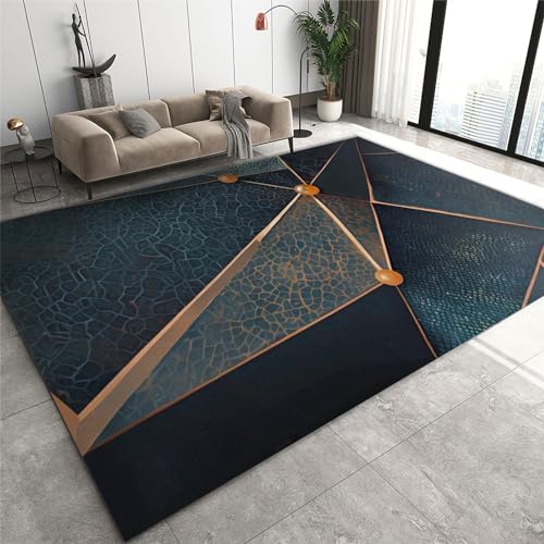 PAJEON Geometrische Teppiche Gegend, Organische Dreieck-Metalllinien Dekorativer Teppich - für Wohnzimmer, Schlafzimmer, Esszimmer Badezimmer Küche Flur Läufer 90 x 180 cm von PAJEON