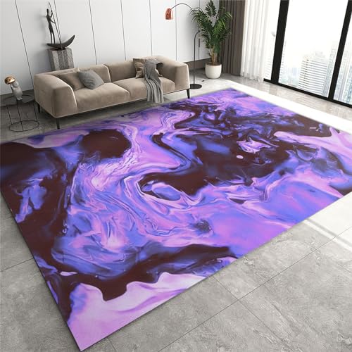 PAJEON Marmor Schwarz Lila Teppiche Gegend, Abstrakte Neon Verdrehte Welle Dekorativer Teppich - für Wohnzimmer, Schlafzimmer, Esszimmer Badezimmer Küche Flur Läufer 90 x 180 cm von PAJEON