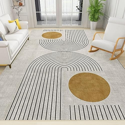 PAJEON Moderne Abstrakte Geometrische Linien Der Mitte des Jahrhunderts Teppiche, 70 x 140 cm Kurzflor Kinderteppich - für Terrasse Garten, Küche, Bad Oder von PAJEON